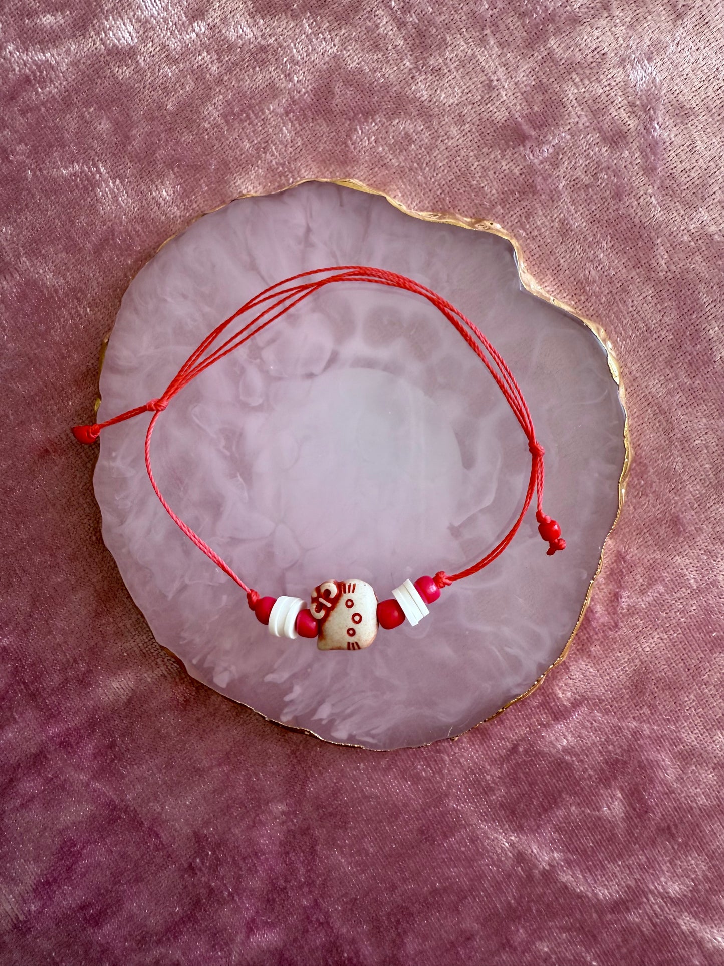 Adjustable wax cord bracelet