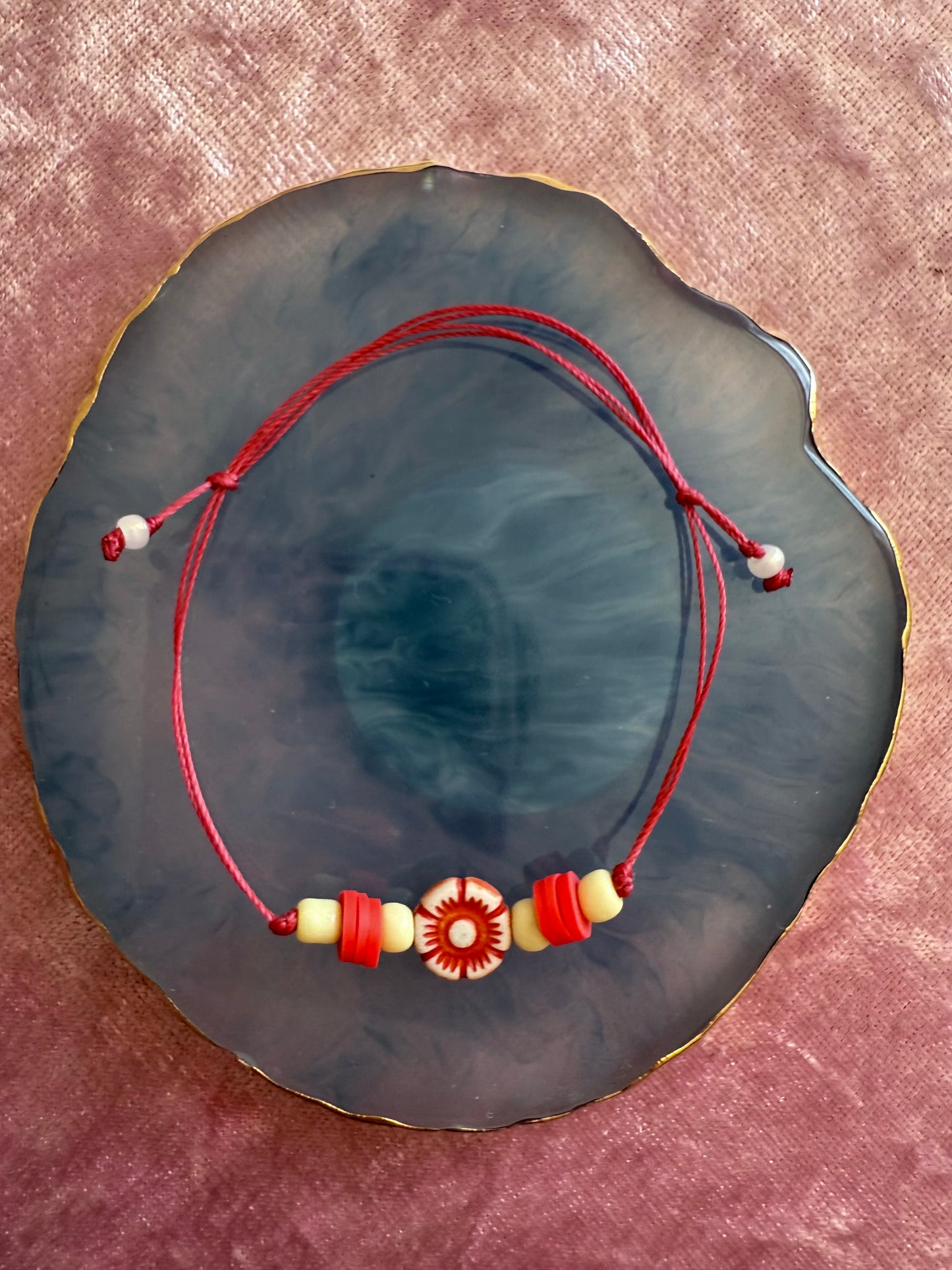 Adjustable wax cord bracelet