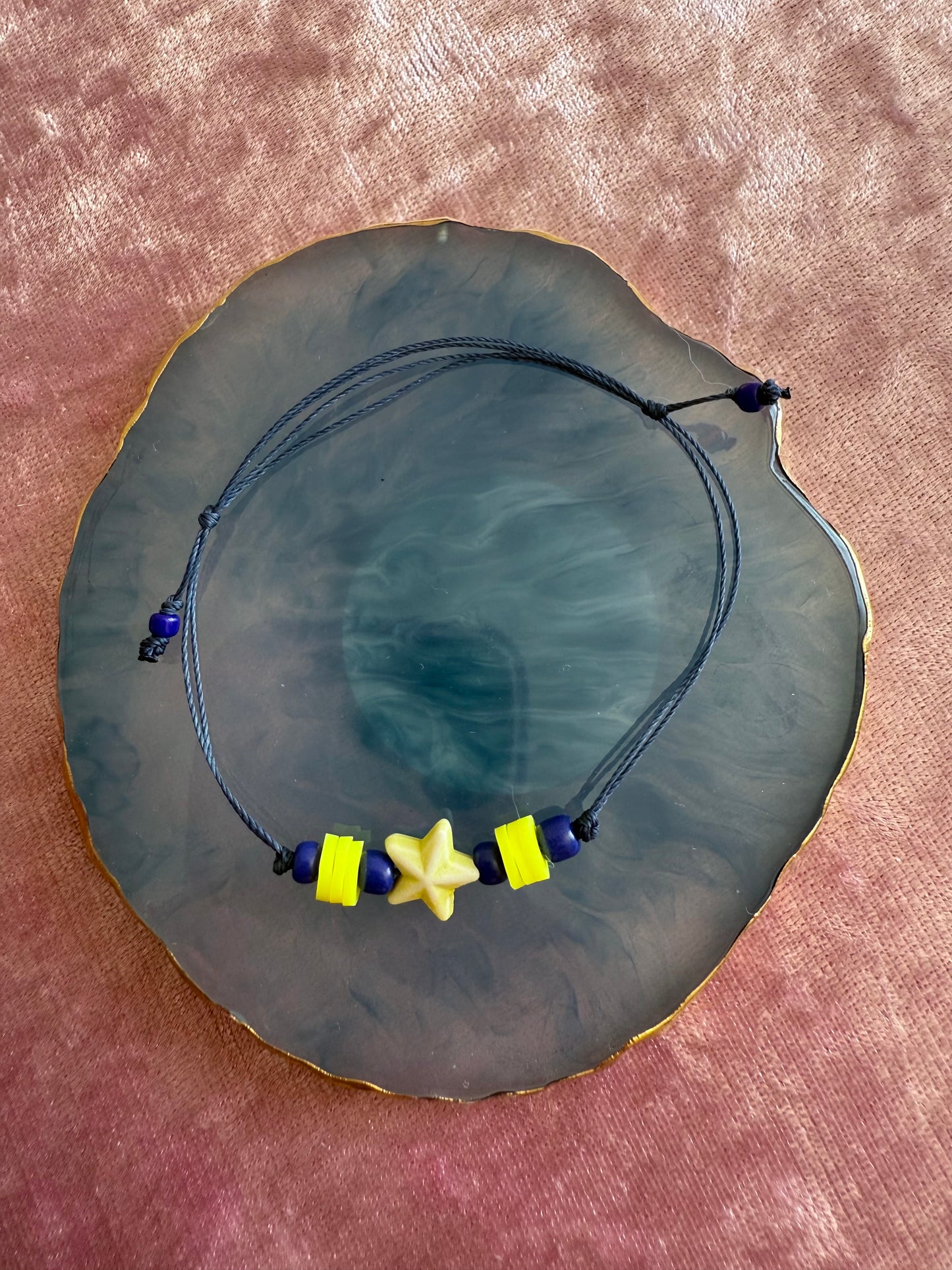 Adjustable wax cord bracelet