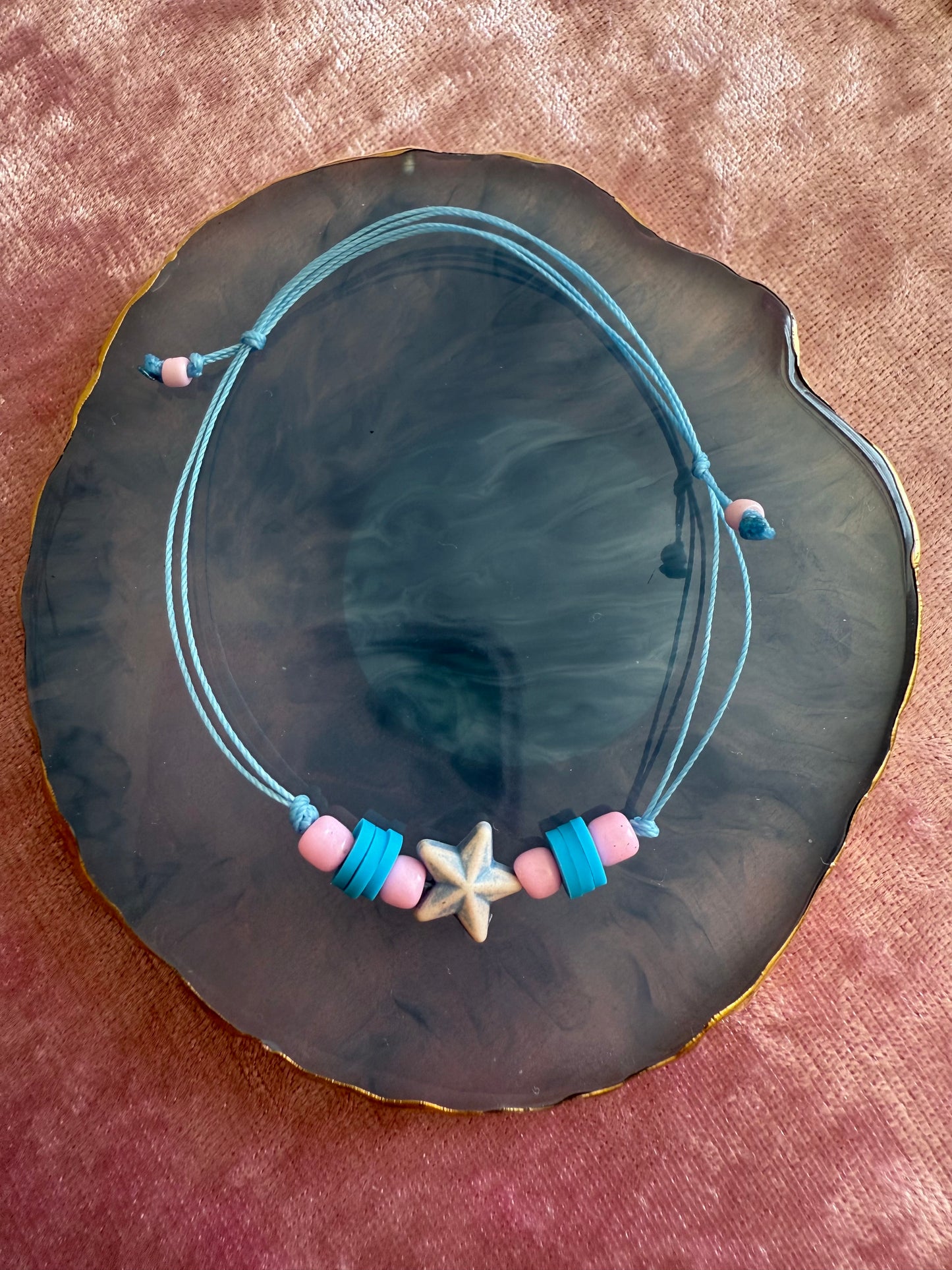 Adjustable wax cord bracelet