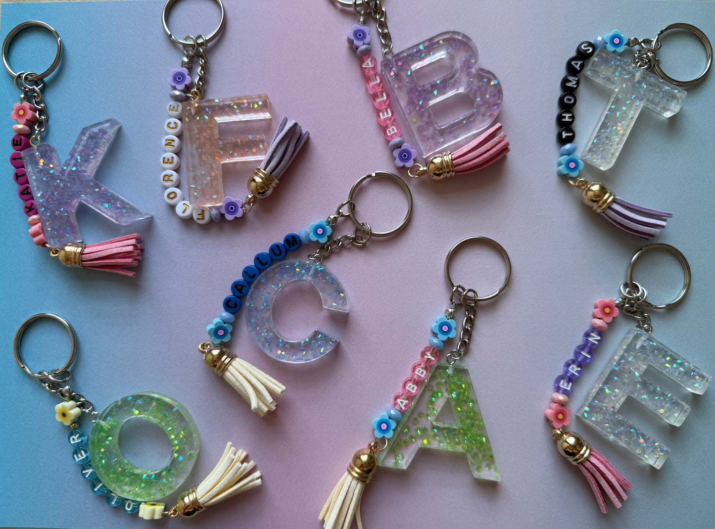 Personalised Alphabet key rings