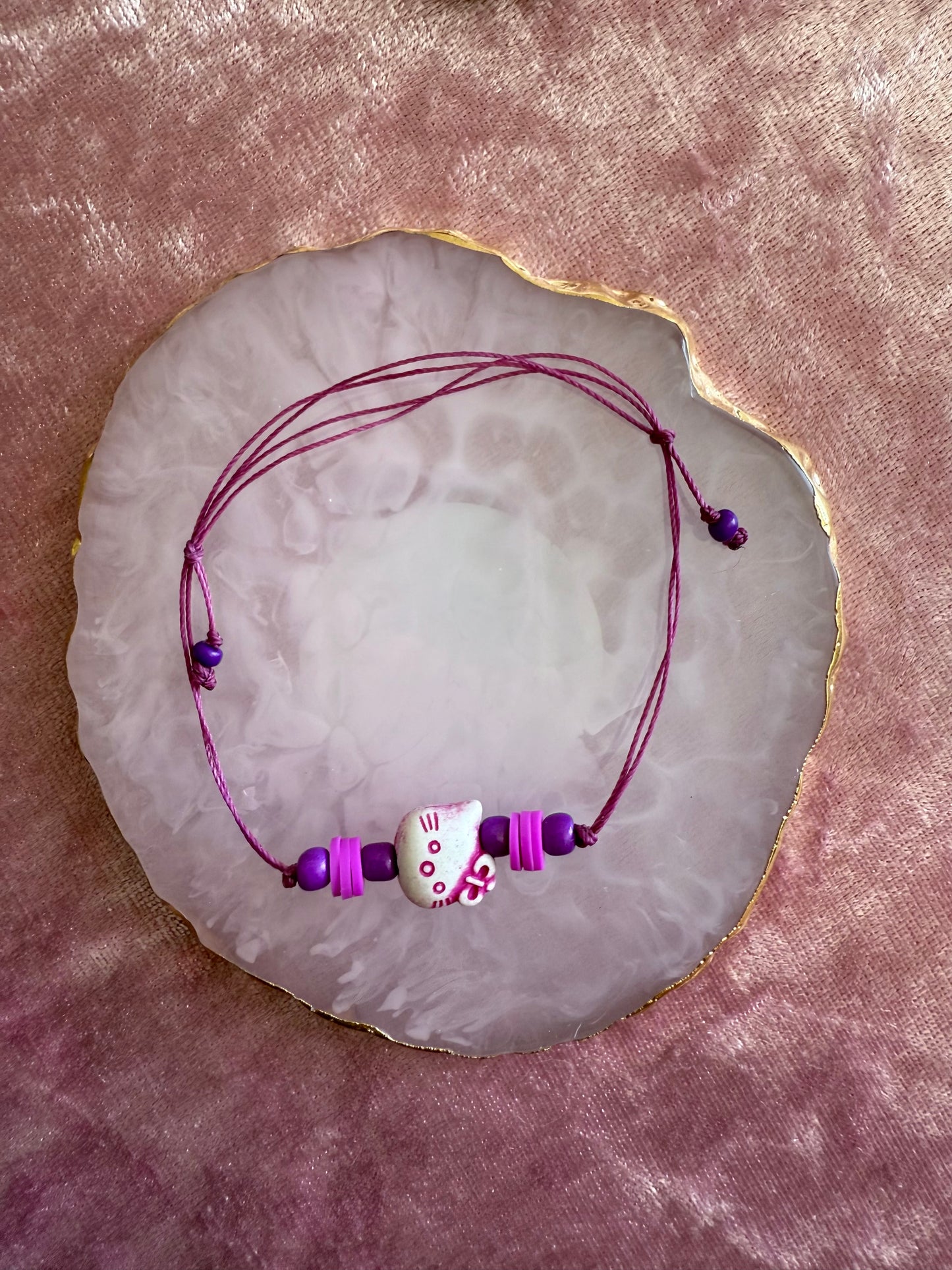 Adjustable wax cord bracelet