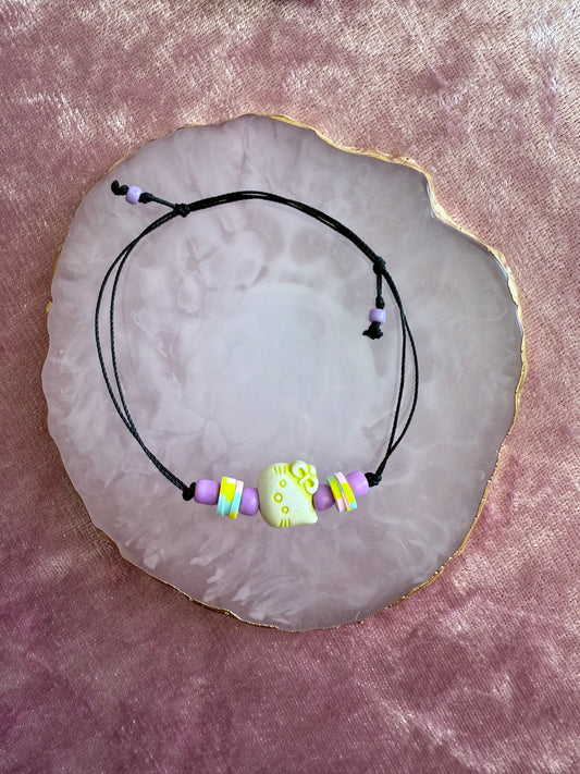 Adjustable wax cord bracelet