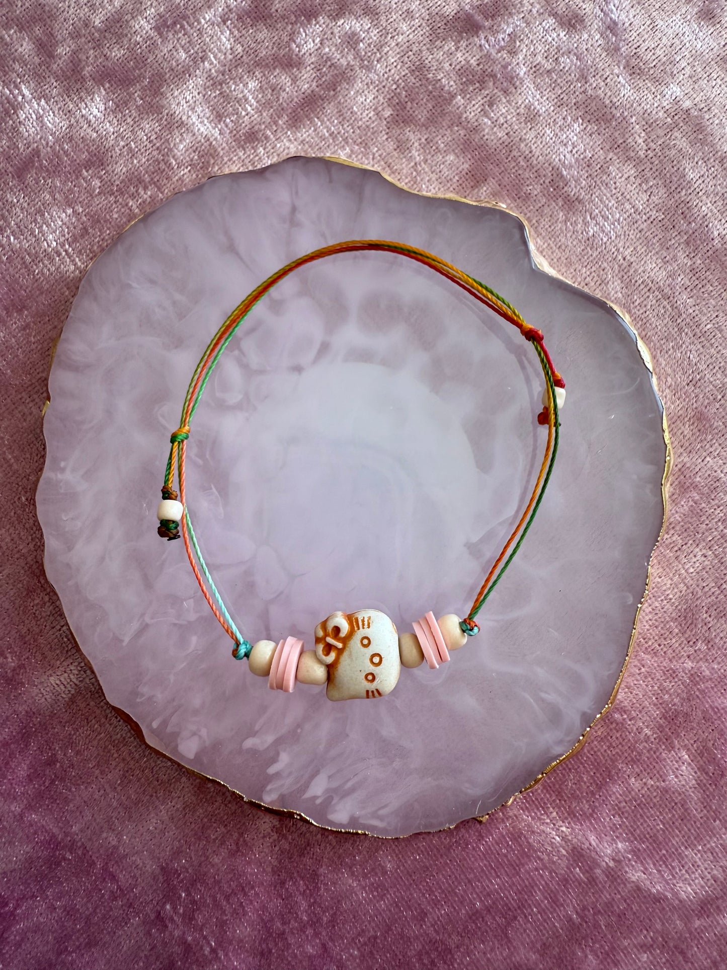 Adjustable wax cord bracelet