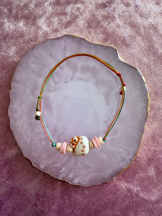 Adjustable wax cord bracelet