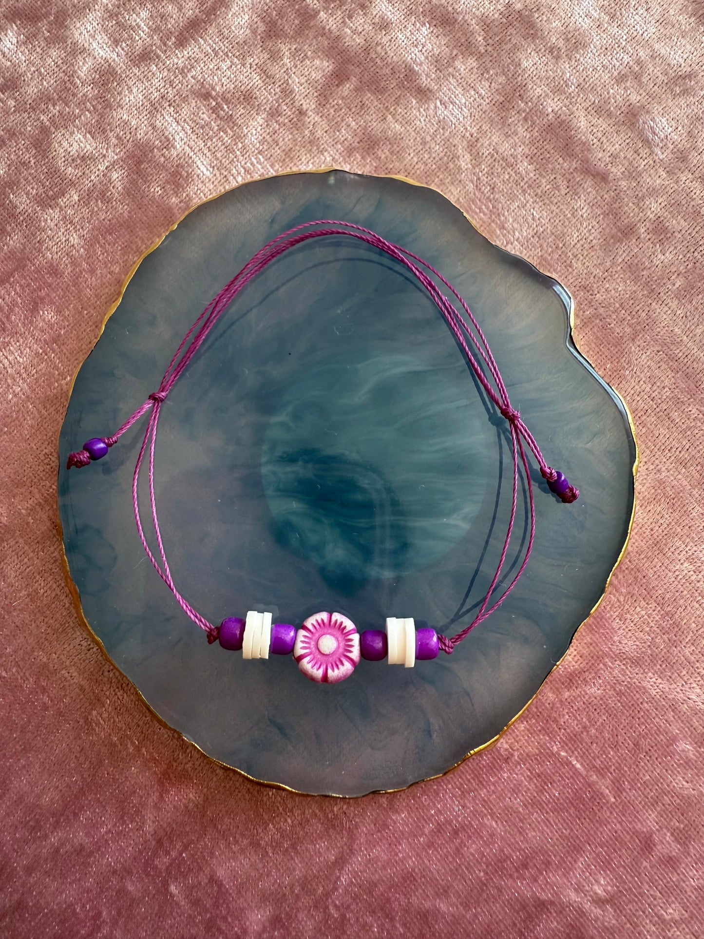 Adjustable wax cord bracelet