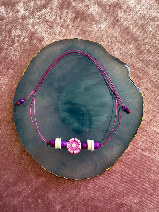 Adjustable wax cord bracelet