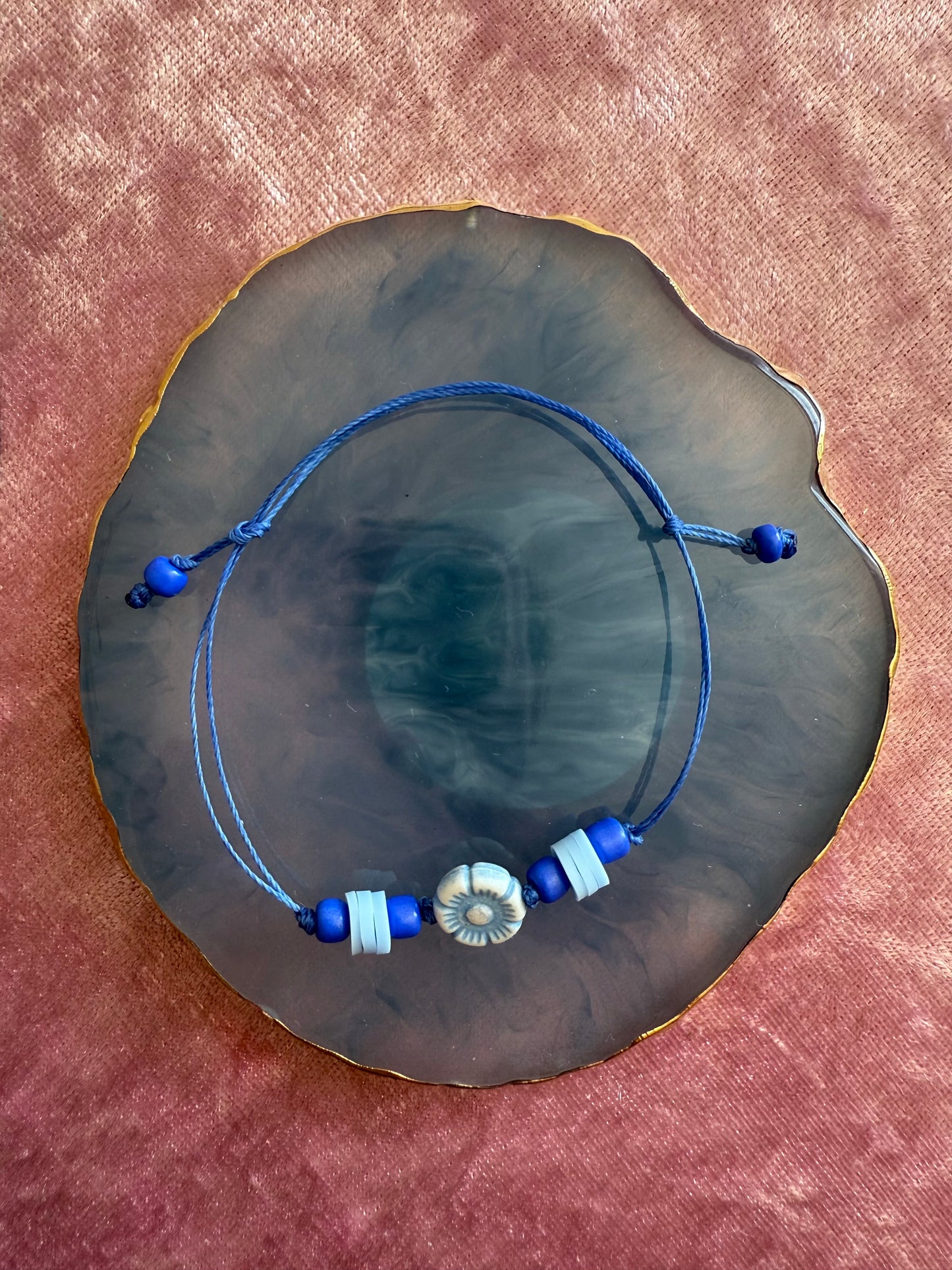 Adjustable wax cord bracelet