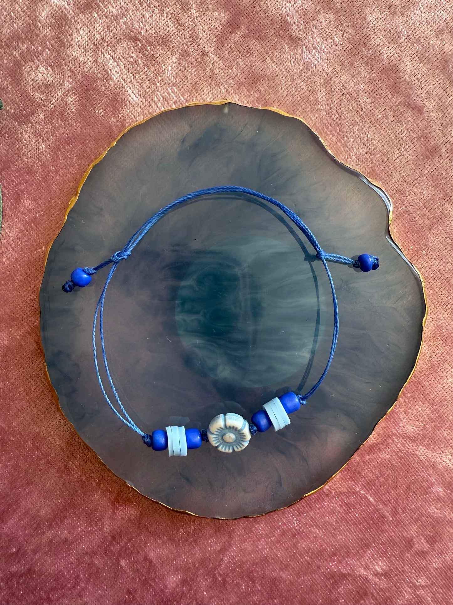 Adjustable wax cord bracelet