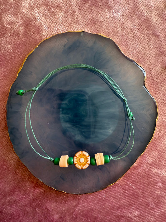 Adjustable wax cord bracelet