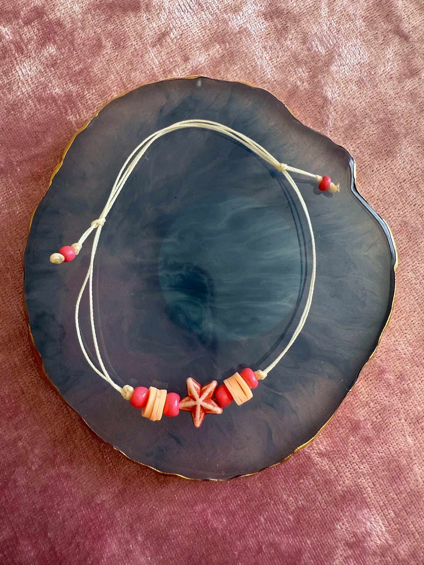 Adjustable wax cord bracelet