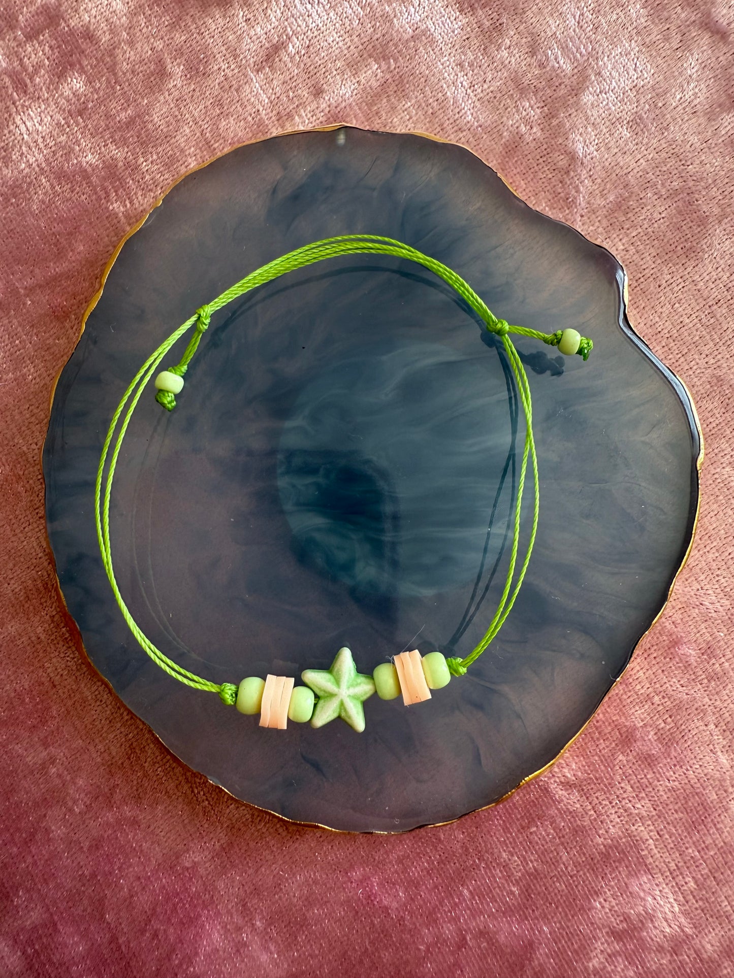 Adjustable wax cord bracelet