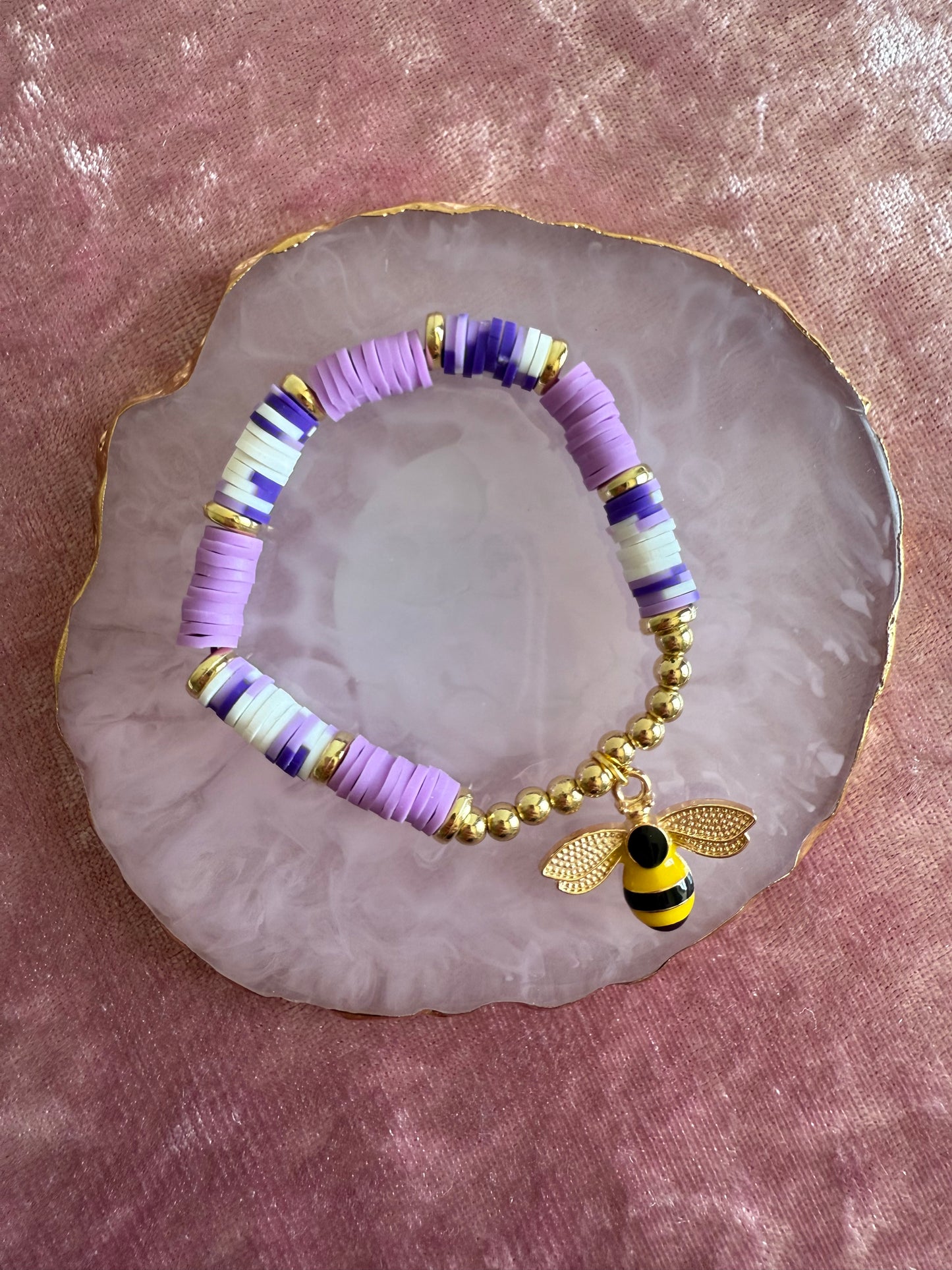 Purple clay beaded Bracelet