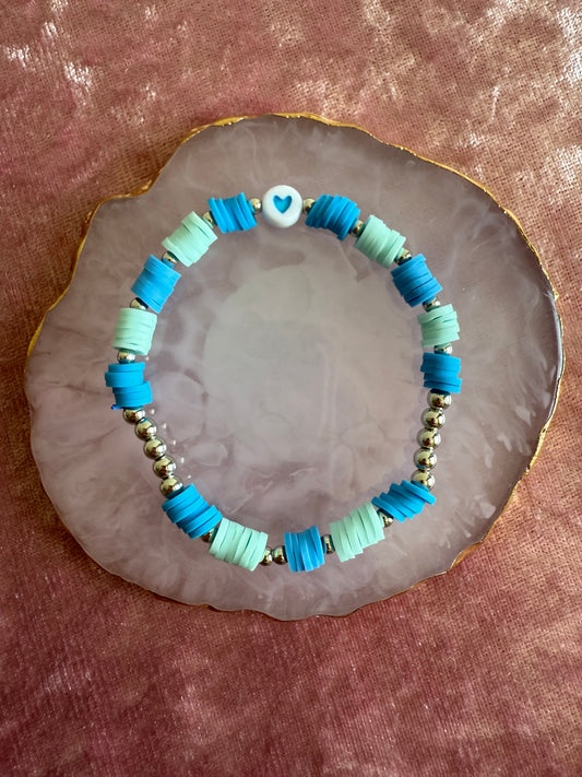 Green & Blue clay beaded Bracelet