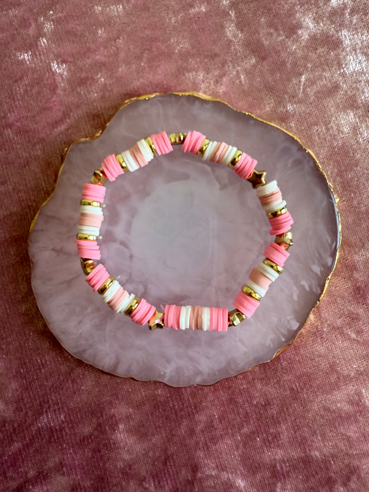 Pink clay beaded Bracelet