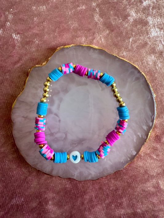Purple & Blue clay beaded Bracelet