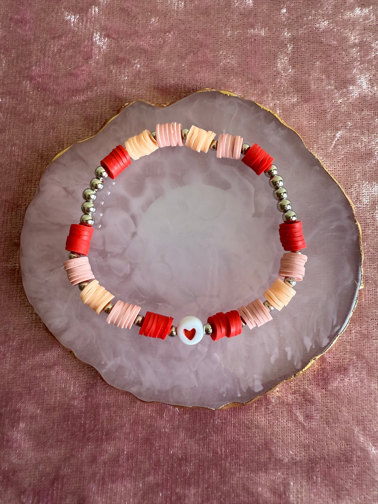 Red clay beaded Bracelet