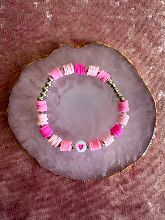 Pink clay beaded Bracelet
