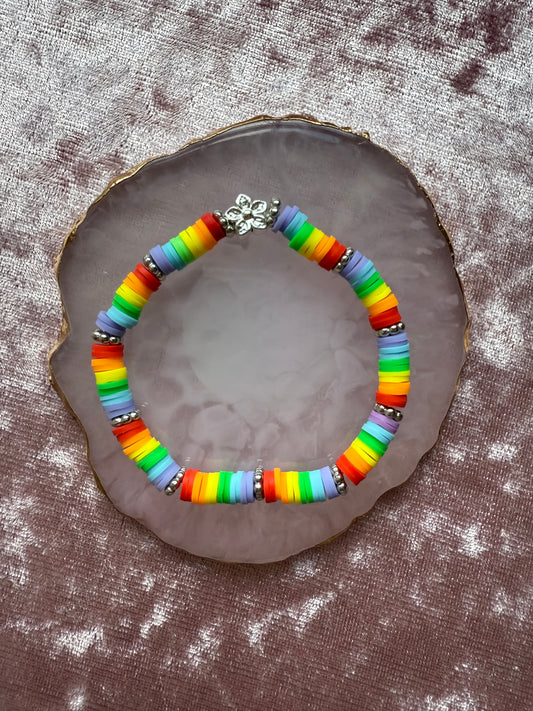 Rainbow clay beaded bracelet