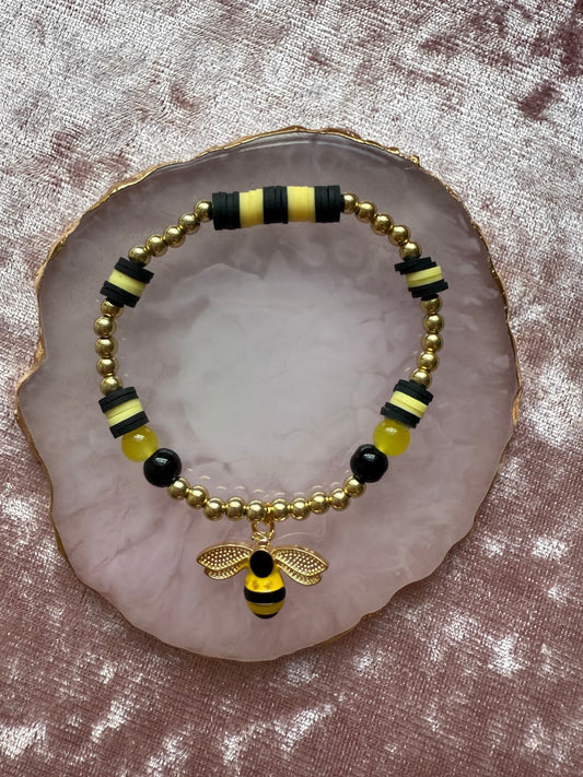 Bee clay beaded bracelet