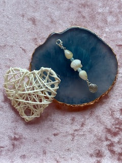 Pearl beaded charm with shell